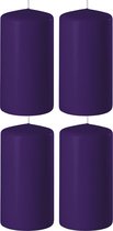 4x Paarse cilinderkaarsen/stompkaarsen 6 x 15 cm 58 branduren - Geurloze kaarsen paars - Woondecoraties