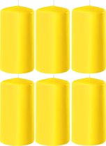 6x Gele cilinderkaarsen/stompkaarsen 6 x 12 cm 45 branduren - Geurloze kaarsen geel - Woondecoraties