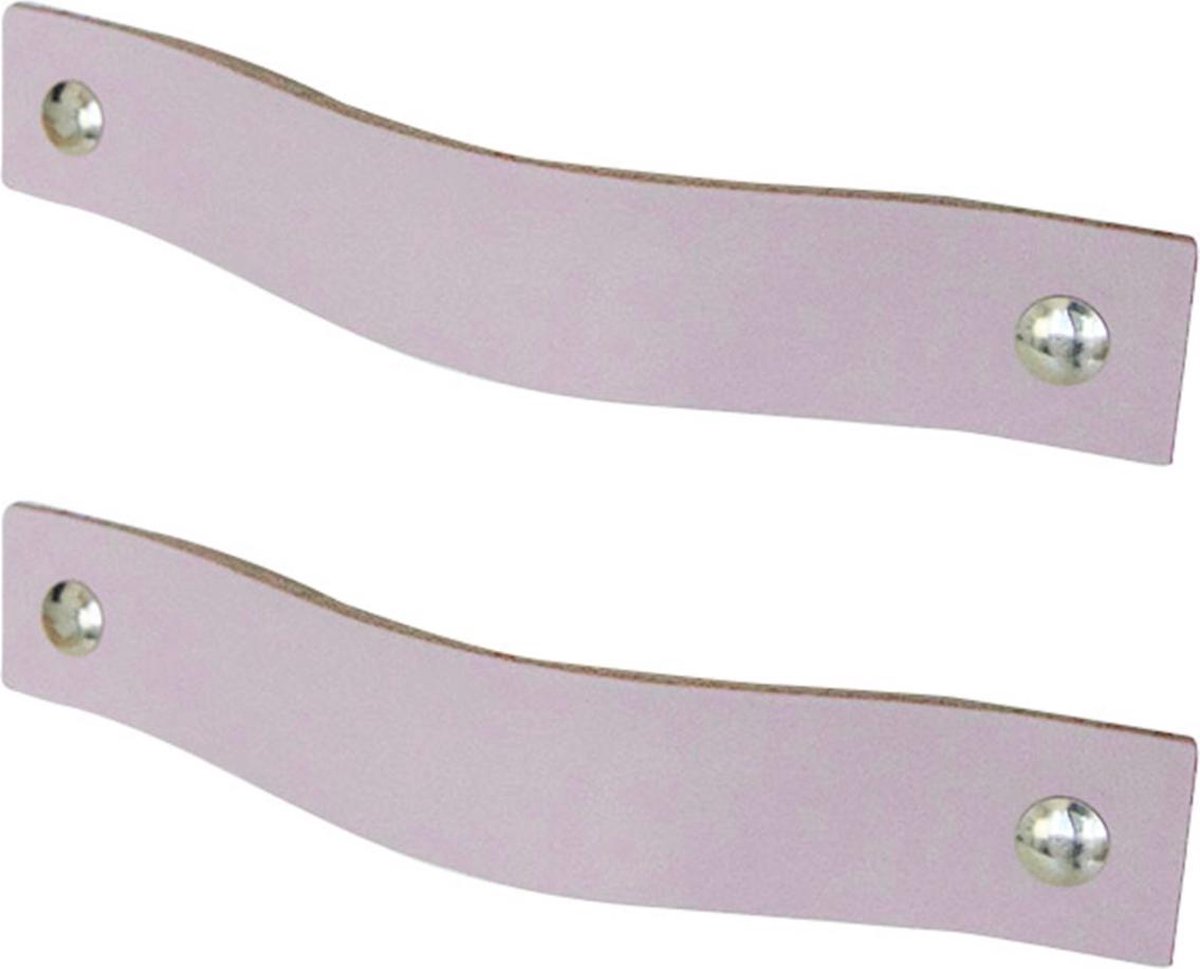 2x Leren handgrepen 'platte greep' - maat L (22,2 x 2,5 cm) - LILAPAARS - incl. 3 kleuren schroefjes (handgreepjes - leren grepen - greepjes - leren lusjes)