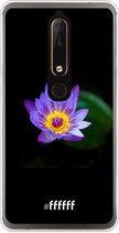 Nokia 6 (2018) Hoesje Transparant TPU Case - Purple Flower in the Dark #ffffff