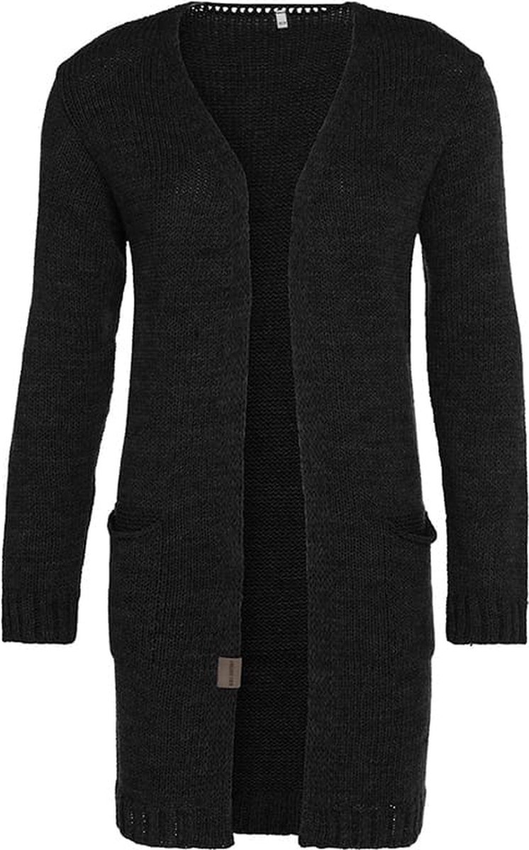 Knit Factory Ruby Gebreid Dames Vest - Zwart - 40/42 - Met steekzakken