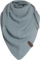 Knit Factory Coco Gebreide Omslagdoek Junior - Kindersjaal - Sjaal meisje - Wintersjaal - Driehoek Sjaal - Stola - Wollen sjaal - Groene sjaal - Stone Green - 140x60 cm