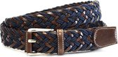 Unisex vlechtriem 3.5 cm breed - Cognac Blauw - Casual - Leer / Textiel - Taille: 110cm - Totale lengte riem: 125cm - Unisex riem