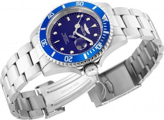 Invicta Pro Diver 26971 Heren Horloge - Waterdicht - Analoog - Quartz Uurwerk - Roestvrij Staal met blauwe Wijzerplaat - 40mm