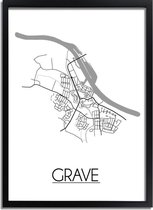 DesignClaud Grave Plattegrond poster A4 + Fotolijst wit