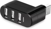 LOUZIR Draaibare 3 Poorts USB Hub / Switch / Splitter / Verdeler - Plug & Play - Zwart