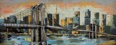 3D art Metaalschilderij New York - schilderij - wanddecoratie - Manhattan Bridge New York - 150x60 - woonkamer slaapkamer