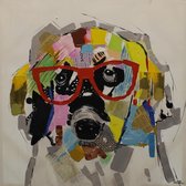 Olieverfschilderij canvas - schilderij hond - handgeschilderd - 80x80 - woonkamer slaapkamer