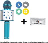BLAUW-cadeau- Karaoke microfoon / karaoke set - Draadloos met HiFi Speaker Box - Set voor Android/iPhone/Apple, Bluetooth, selfiefunctie mp3, echo effect & stemvervormer  + een extra Citrus r