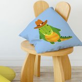 Kinderkussen dieren krokodil blauw | peuterkussen | babykussen | sierkussen - jongens jungle kinderkamer - slaapkamer decoratie accessoires | cadeaus