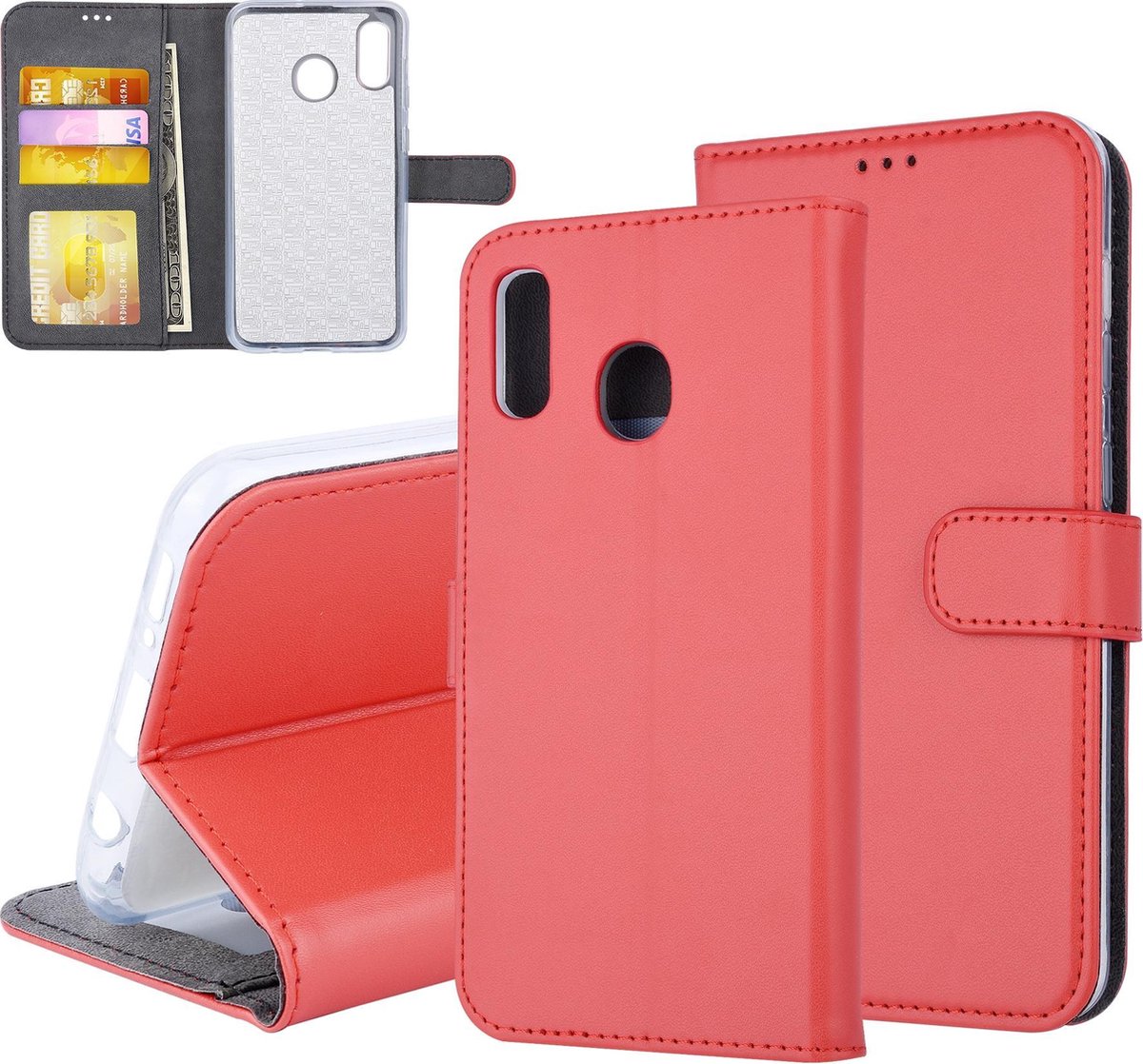 Rood hoesje Samsung Galaxy A20 Book Case - Pasjeshouder - Magneetsluiting (A205F)