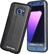 Zwart hoesje van Pierre Cardin - Backcover - Stijlvol - Leer - voor Galaxy S7 Edge - Luxe cover