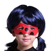 Ladybug pruik meisje blauw zwart verkleedpruik bij Ladybug kostuum prinsessen verkleedkleding