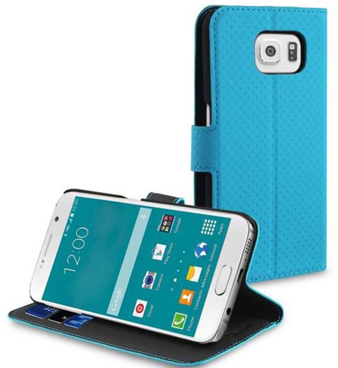 Muvit Wallet Stand case met 3 cardslots voor Samsung Galaxy S6 - Blauw