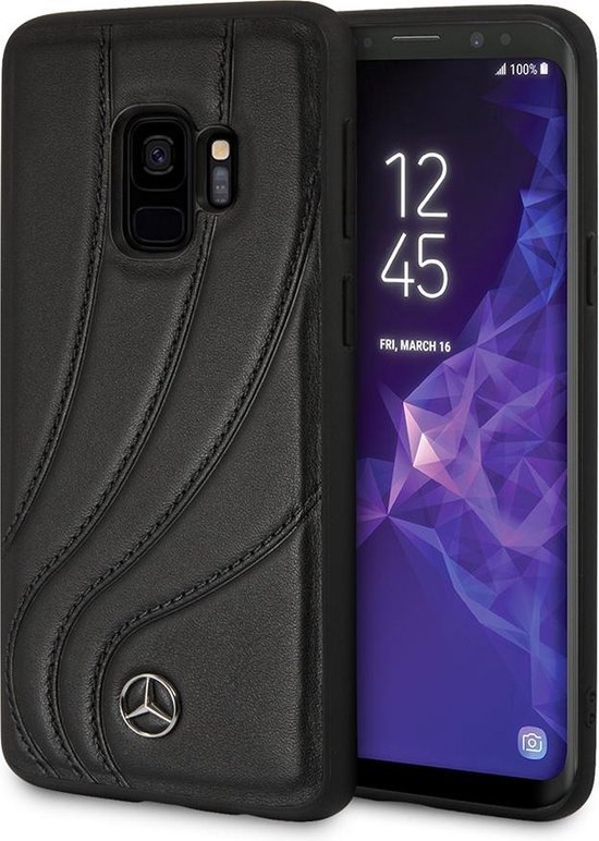 Zwart hoesje van Mercedes-Benz - Backcover - Avantgarde - Leer - Galaxy S9 - Silicone rand