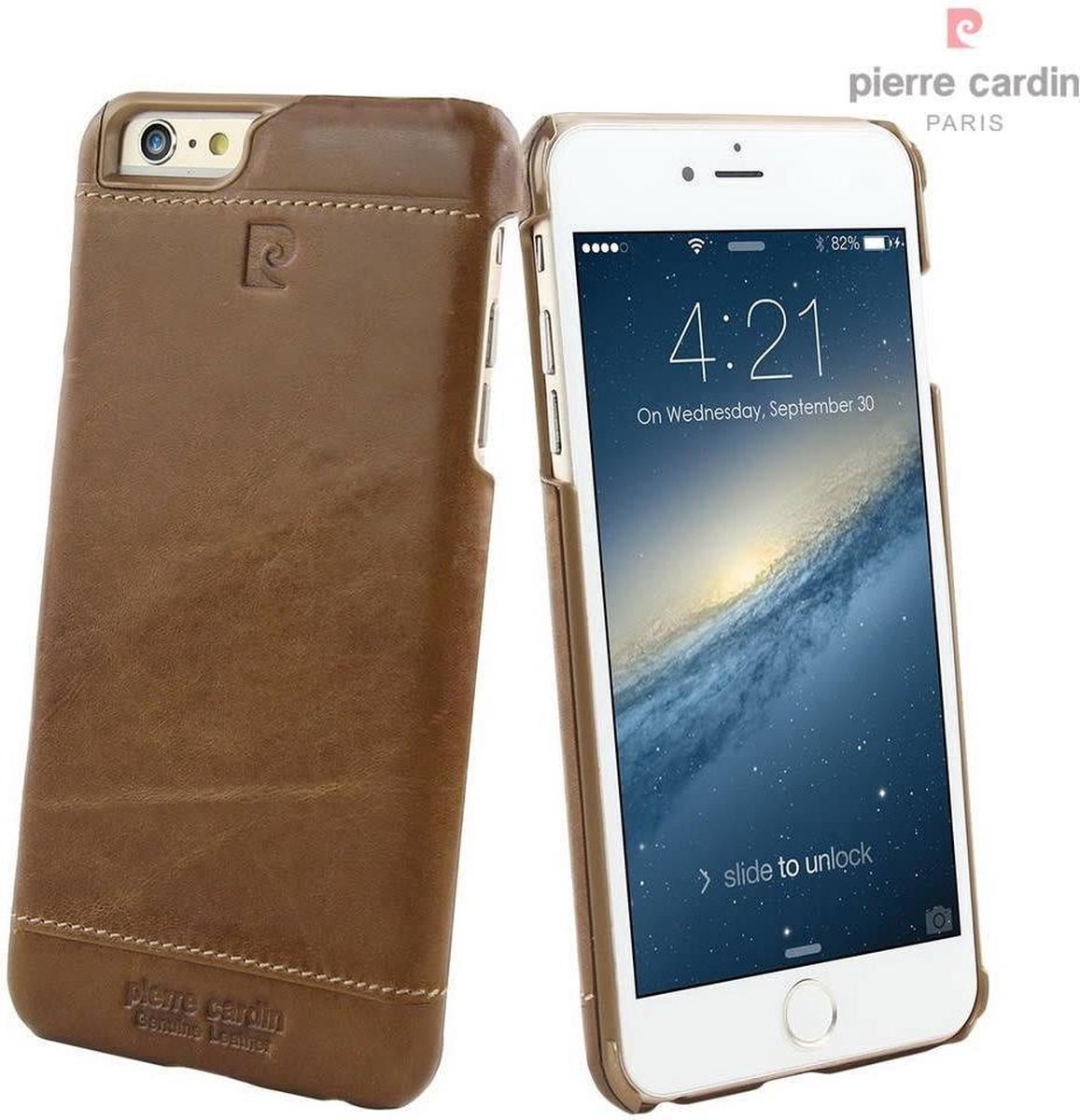 Bruin hoesje van Pierre Cardin - Backcover - Stijlvol - Leer - voor iPhone 6-6S Plus - Luxe cover