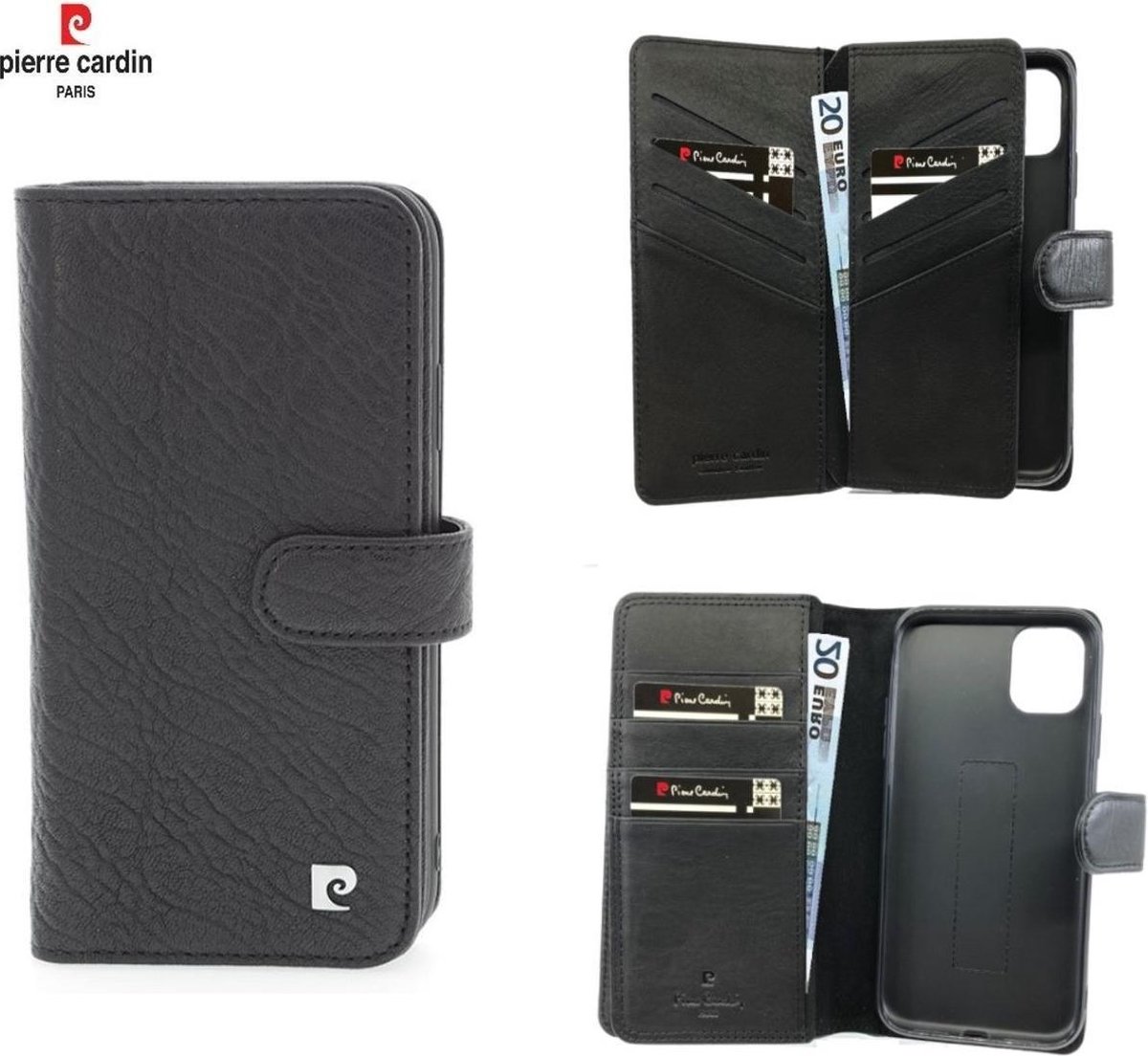 tui type livre noir avec porte-cartes pour iPhone 13/14