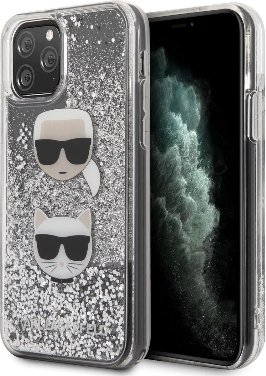 Zilver hoesje van Karl Lagerfeld - Backcover - iPhone 11 Pro Max - KLHCN65KCGLSL