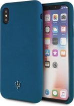 Blauw hoesje van Maserati - Backcover - Soft Touch - iPhone X-Xs - Hoogwaardige kwaliteit
