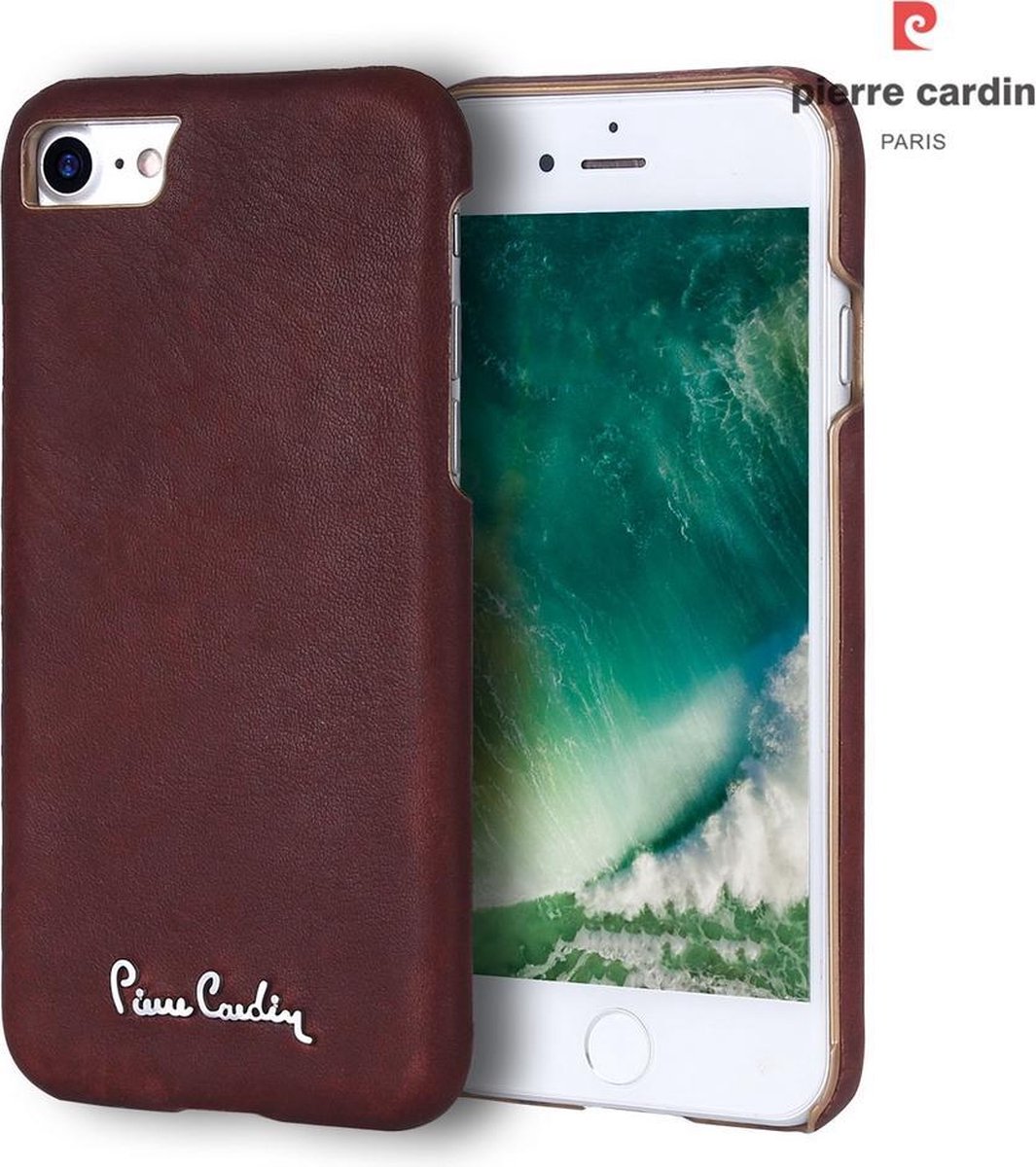 Bruin hoesje Pierre Cardin - Backcover - Stijlvol - Leer - iPhone 7-8 - Luxe cover