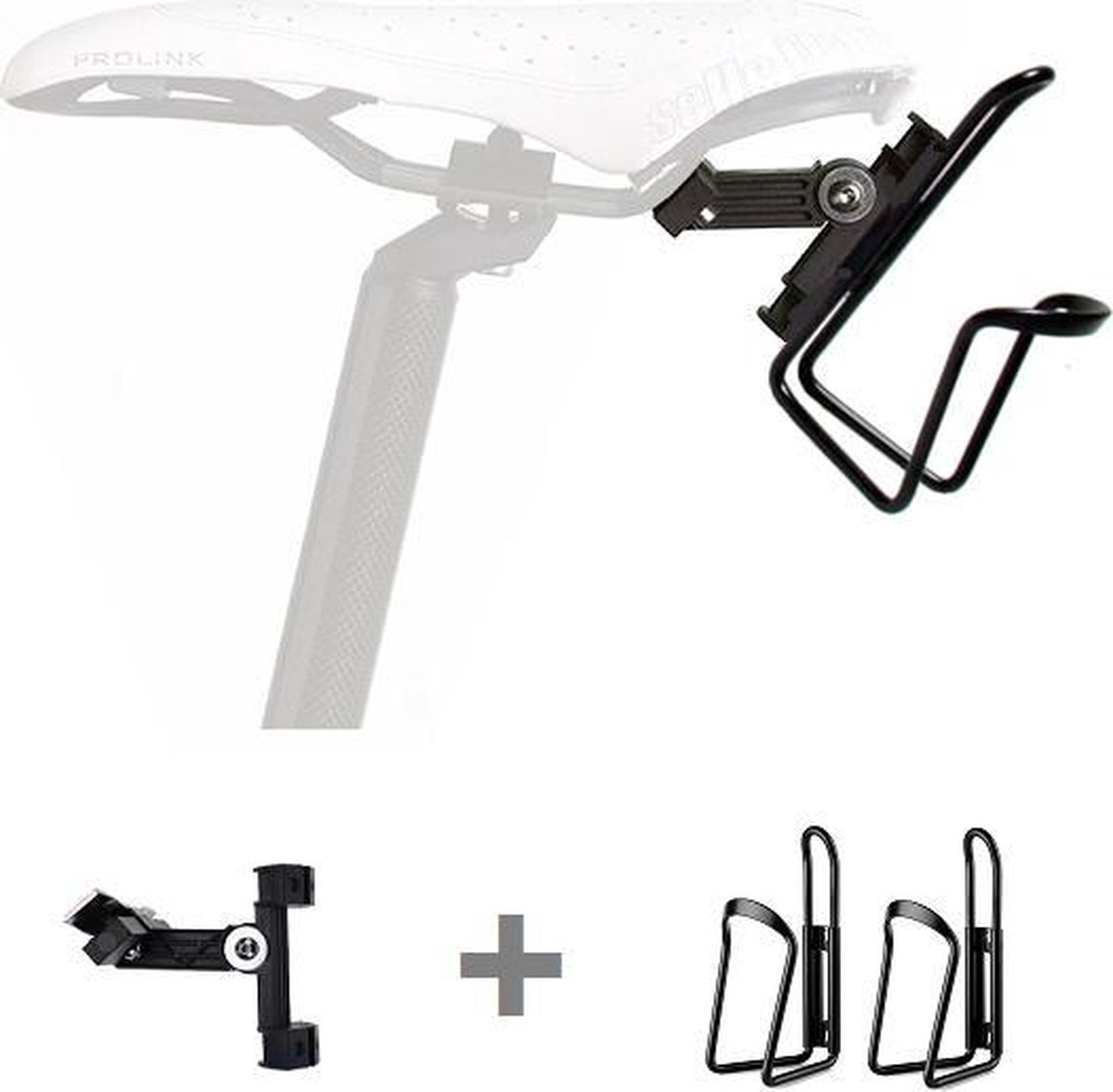 Porte-bidon Double Pour Vélo - Adaptateur à Monter Sous La Selle, 2 Emplacements, Compatible VTT/Vélo Route