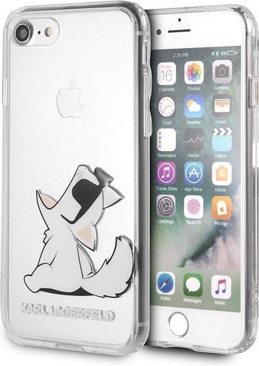 Transparant hoesje van Karl Lagerfeld - Backcover - iPhone 7-8 - Choupette Sunglasses - Siliconen rand