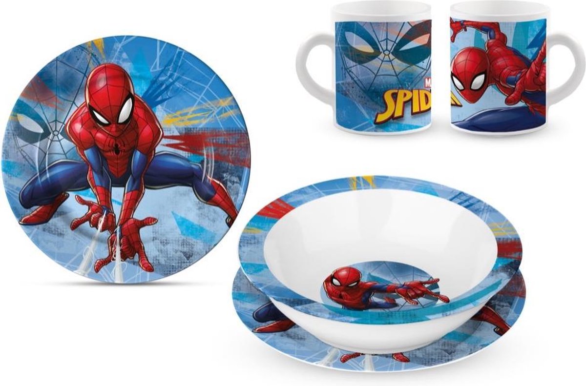 Coffret petit-déjeuner Spiderman dans un coffret cadeau - 3 pièces -  Services de table | bol