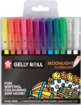 Sakura Gelly Roll Moonlight Fluorescent  set van 12 Gelpennen verpakt in een Zipperbag + 25 Vel Zwart Papier