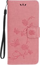 Shop4 - Samsung Galaxy A41 Hoesje - Wallet Case Vlinder Patroon Roze
