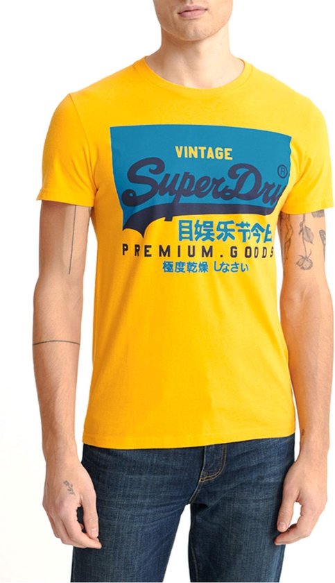 Superdry T-shirt - Mannen - geel/blauw/donker blauw | bol.com