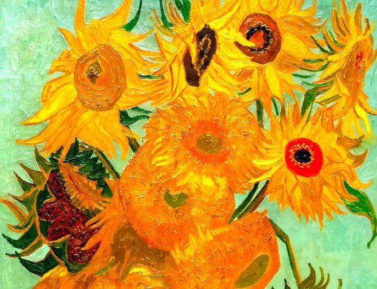 Canvas vaas met 12 zonnebloemen - Vincent van Gogh - 50x70cm | bol.com