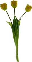 Viv! Home Luxuries - Tulp - 3 stuks - kunststof bloem - geel - 43cm -Topkwaliteit