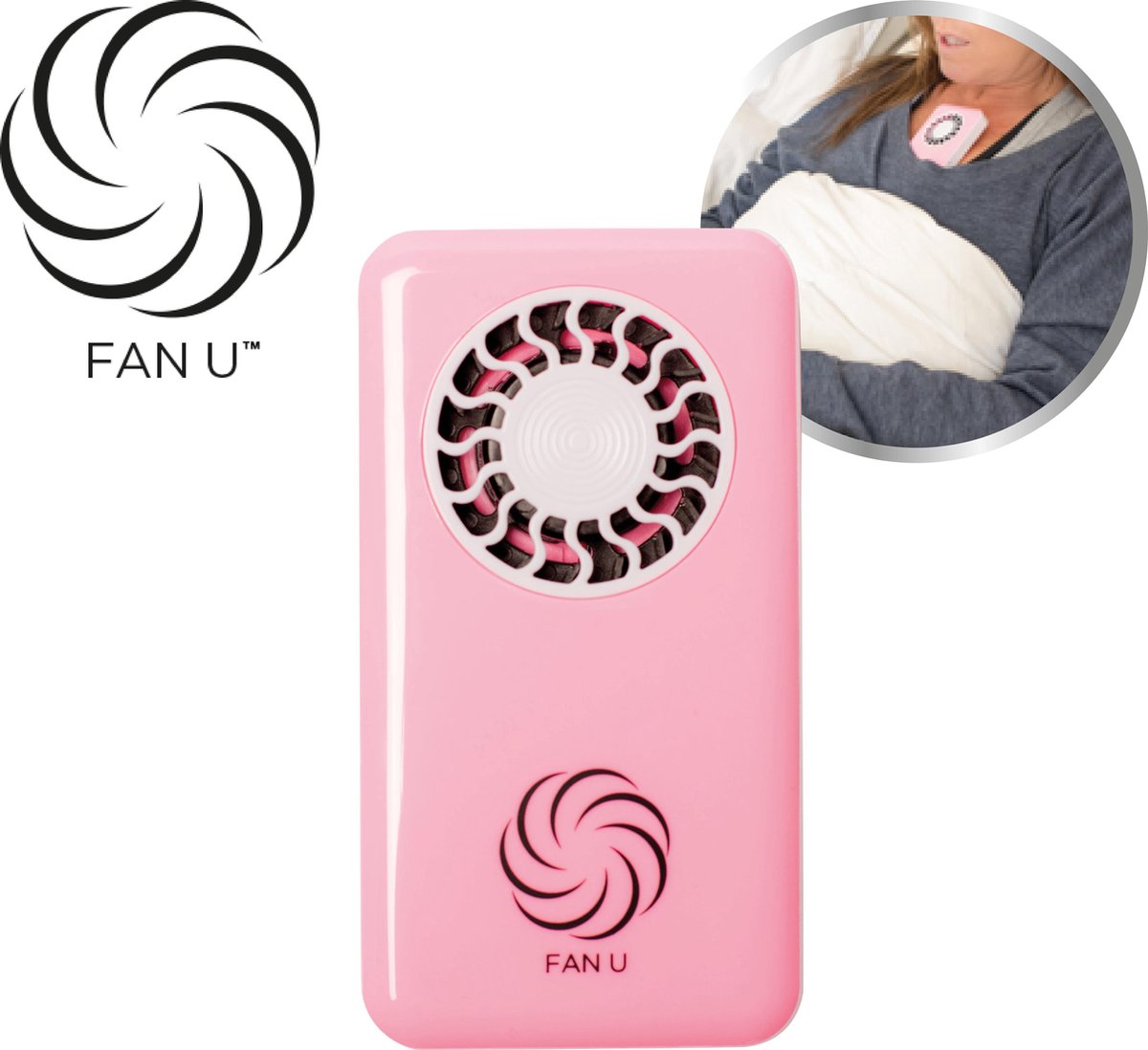 FanU, roze handventilator voor verkoeling op elk moment – mini ventilator, USB-ventilator