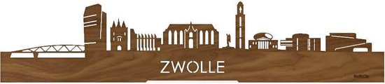 Standing Skyline Zwolle Notenhout - 60 cm - Woondecoratie design - Decoratie om neer te zetten en om op te hangen - Meer steden beschikbaar - Cadeau voor hem - Cadeau voor haar - Jubileum - Verjaardag - Housewarming - Interieur - WoodWideCities