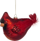 Viv! Home Luxuries Kerstbal Kardinaal vogel - groot -rood - 18cm - topkwaliteit