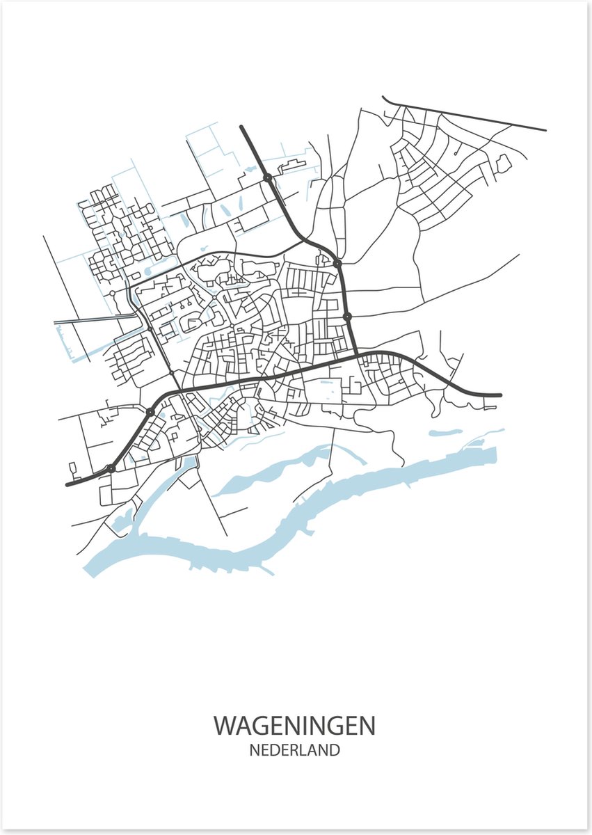 Poster Wageningen | Plattegrond | 29,7 x 42,0 cm (A3)