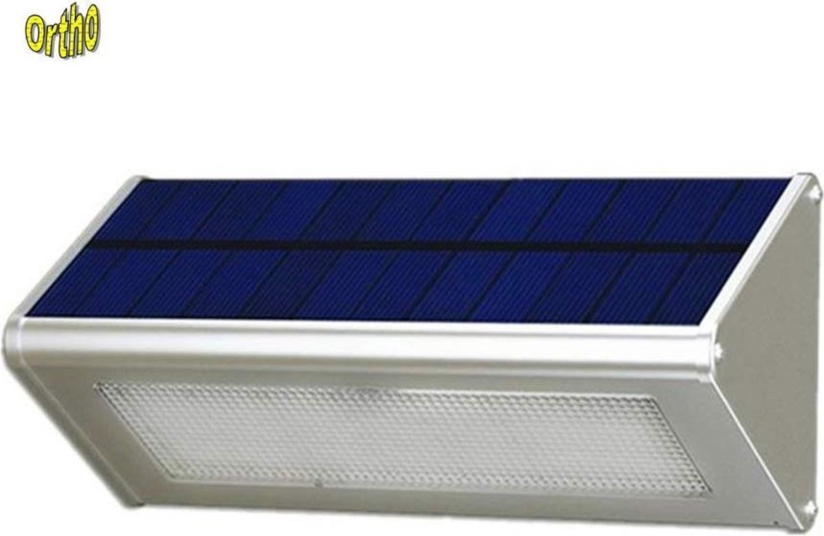 Ortho® - Luxe Aluminium buitenlamp op Zonne-energie - Solar - Bewegingsmelder sensor - Wandlamp - Muurbevestiging - Geen Netstroom of Snoeren nodig - Groot