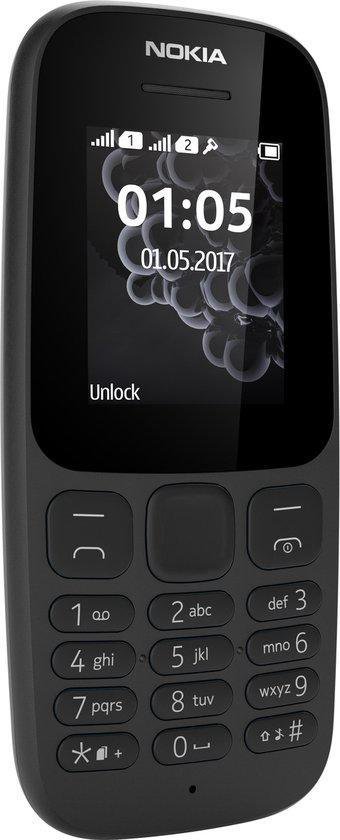 Nokia 105   Zwart - Dual sim +Gratis  Lyca simcard 5 euro beltegoed
