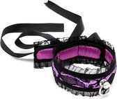 Rimba Bondage Play - Halsband - Burlesque Collar Met O Ring - Zwart Paars