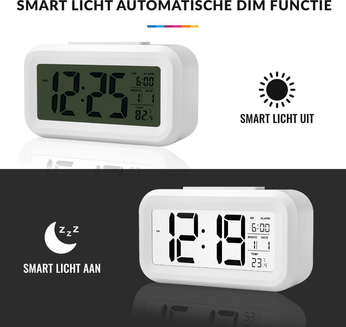 Raguso LED-achtergrondverlichting Digitaal Snooze-bureau Wekker