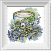 Artstudioclub®  borduurpakketten volwassenen  theekopje 27×21cm