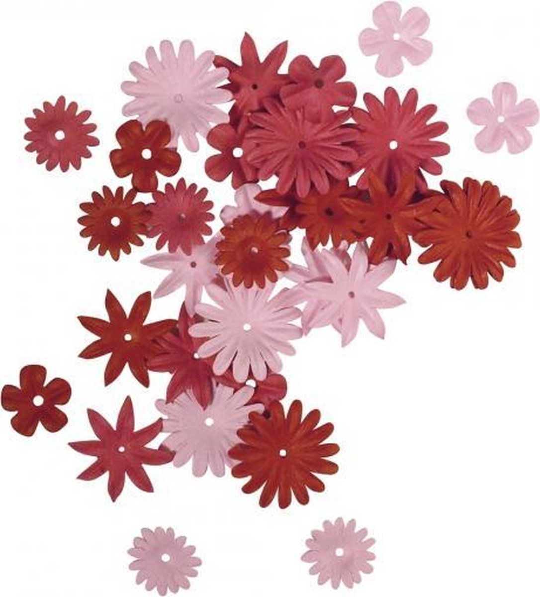 Papieren knutsel bloemen 36 stuks rood/roze - hobby knutselen materialen