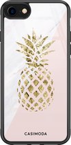 iPhone SE 2020 hoesje glass - Ananas | Apple iPhone SE (2020) case | Hardcase backcover zwart