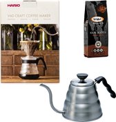 Hario V60 slow coffee kit + Hario V60 Buono Waterketel 1.2 liter + Bristot Diamante 100% Arabica gemalen koffie