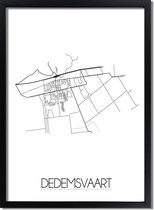 DesignClaud Dedemsvaart Plattegrond poster A4 + Fotolijst wit