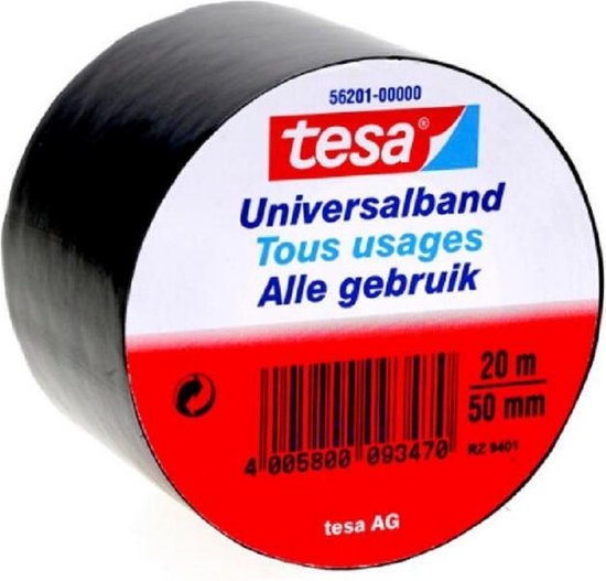 1x Tesa Universalband isolatietape zwart 20 mtr x 5 cm - Klusbenodigdheden  - Isolatie... | bol.com