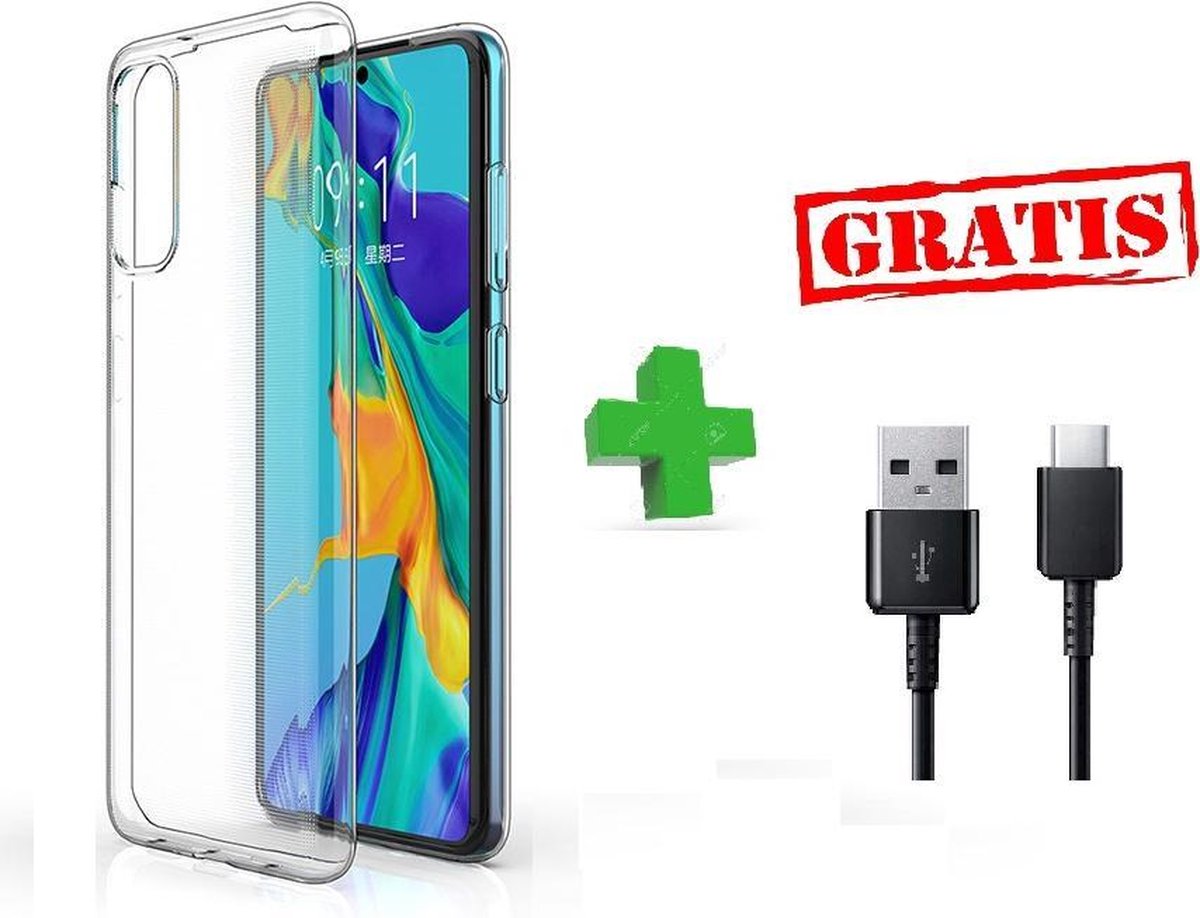 Samsung Galaxy S20 Ultra Hoesje + GRATIS Usb type c kabel 3.0. Anti-shock ultra dunne Transparant S 20 TPU Case 1mm