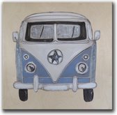 Schilderij - Volkswagen bus blauw
