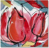 Schilderij - Kleurrijke tulpen
