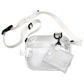 WiseGoods - Schoudertas Casual - Doorzichtige Crossbody Tas met Side Pocket - Fashion - Transparant - Witte Schouderband